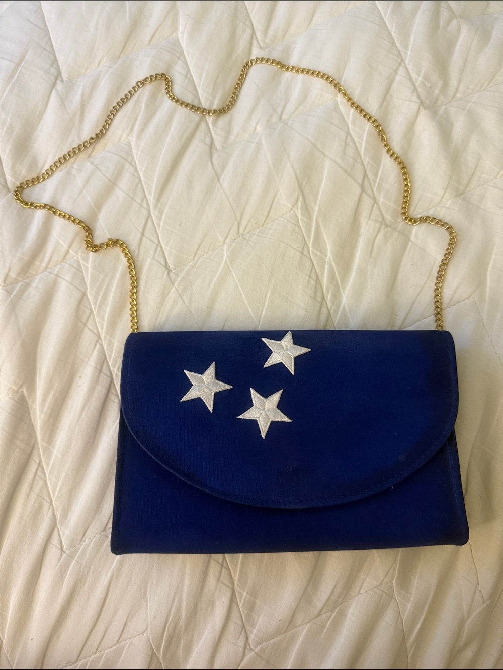 Navy Star Appliqué Chain Crossbody Bag